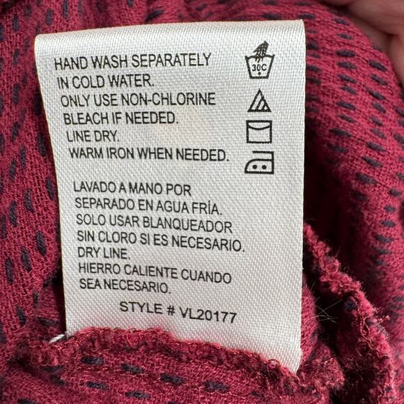 Patrons of Peace Geometric Print Babydoll Mini Dress Womens Small Red Wine - Picture 9 of 11